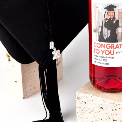 Personalisiertes Etikett zur Hochzeit, mit Abschlussfoto